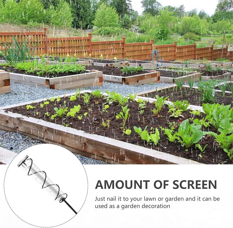 مقياس المطر الحلزوني الخارجي بحامل حديدي وأنبوب شفاف لقياس هطول الأمطار في حديقة العشب - Image 2